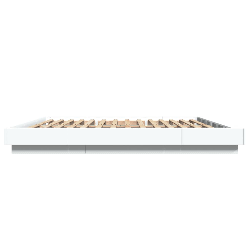 Bed Frame with LED Lights without Mattress White 200x200cm