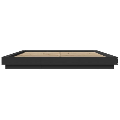 Bed Frame with LED Lights without Mattress Black 200x200cm