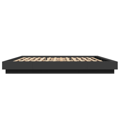 Bed Frame with LED Lights without Mattress Black 200x200cm