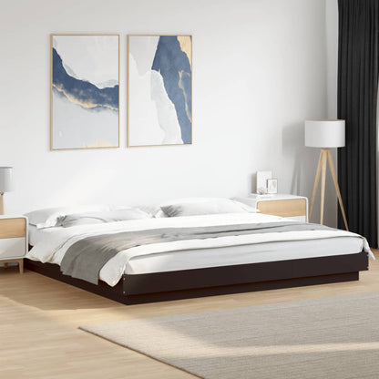 Bed Frame with LED Lights without Mattress Black 200x200cm