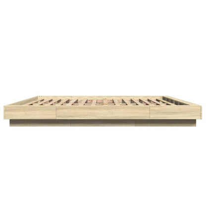 Bed Frame with LED Lights without Mattress Sonoma Oak 200x200cm