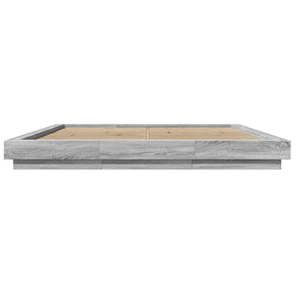 Bed Frame with LED without Mattress Grey Sonoma 200x200 cm