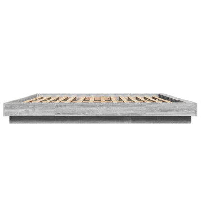 Bed Frame with LED Lights without Mattress Grey Sonoma 200x200cm