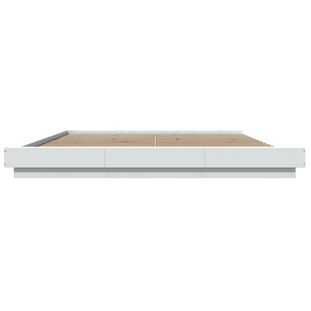 Bed Frame with LED Lights without Mattress White 180x200cm