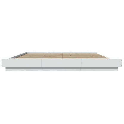 Bed Frame with LED Lights without Mattress White 180x200cm