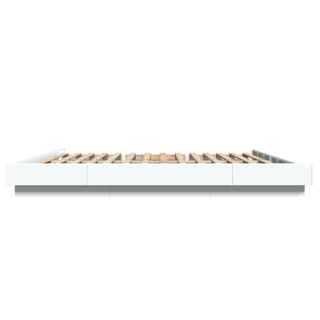 Bed Frame with LED Lights without Mattress White 180x200cm