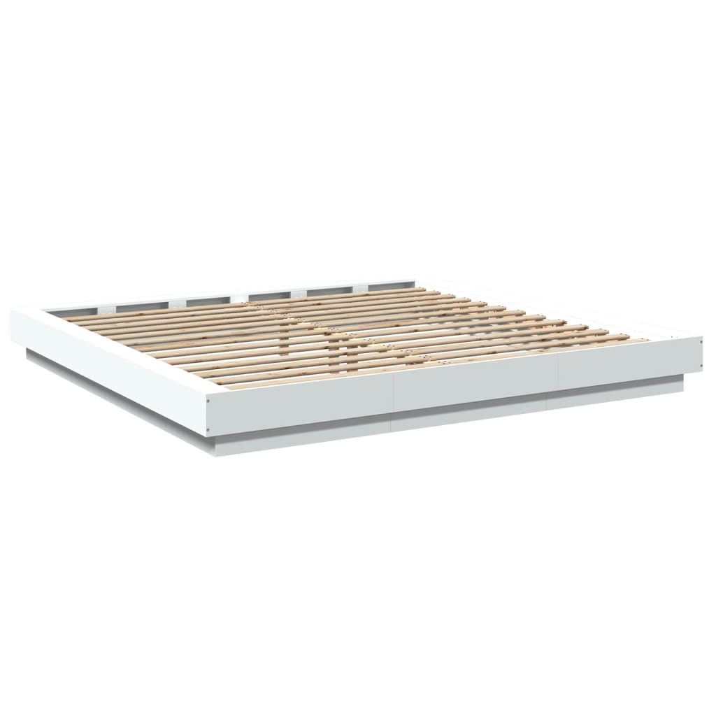 Bed Frame with LED Lights without Mattress White 180x200cm