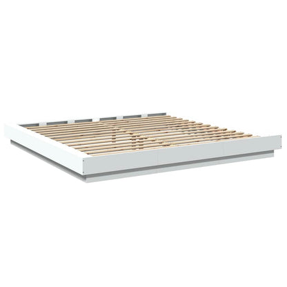 Bed Frame with LED Lights without Mattress White 180x200cm
