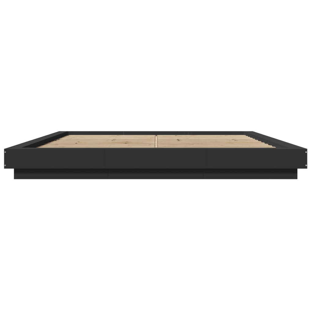Bed Frame with LED Lights without Mattress Black 180x200cm