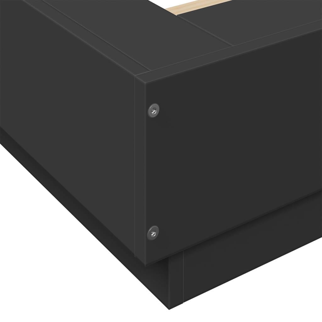 Bed Frame with LED Lights without Mattress Black 180x200cm