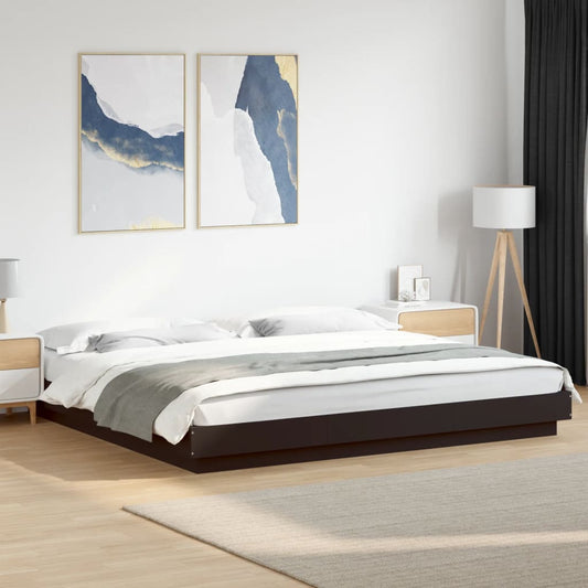 Bed Frame with LED Lights without Mattress Black 180x200cm