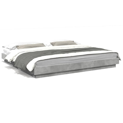 Bed Frame with LED without Mattress Concrete Grey 180x200 cm