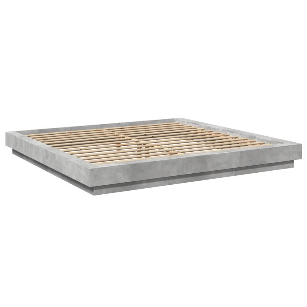Bed Frame with LED Lights without Mattress Concrete Grey 180x200cm