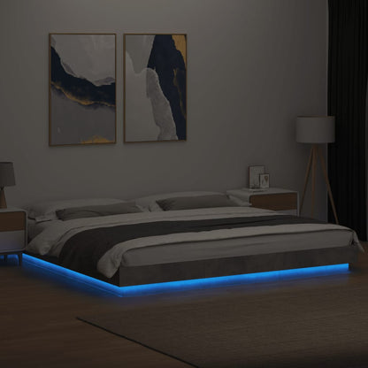 Bed Frame with LED without Mattress Concrete Grey 180x200 cm