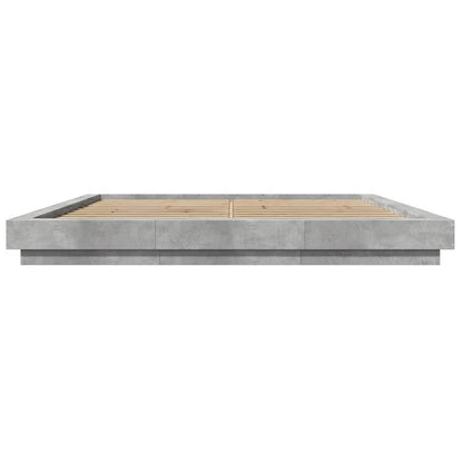 Bed Frame with LED without Mattress Concrete Grey 180x200 cm
