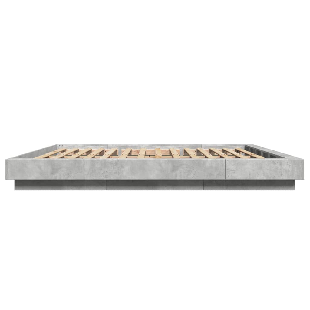 Bed Frame with LED without Mattress Concrete Grey 180x200 cm