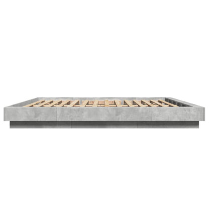 Bed Frame with LED without Mattress Concrete Grey 180x200 cm