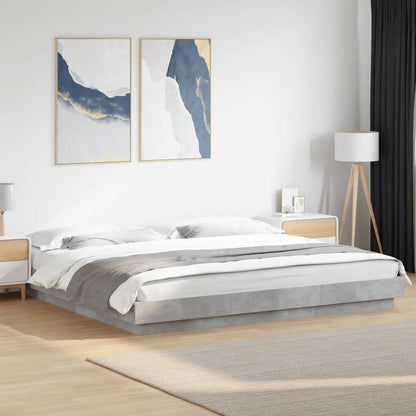 Bed Frame with LED Lights without Mattress Concrete Grey 180x200cm