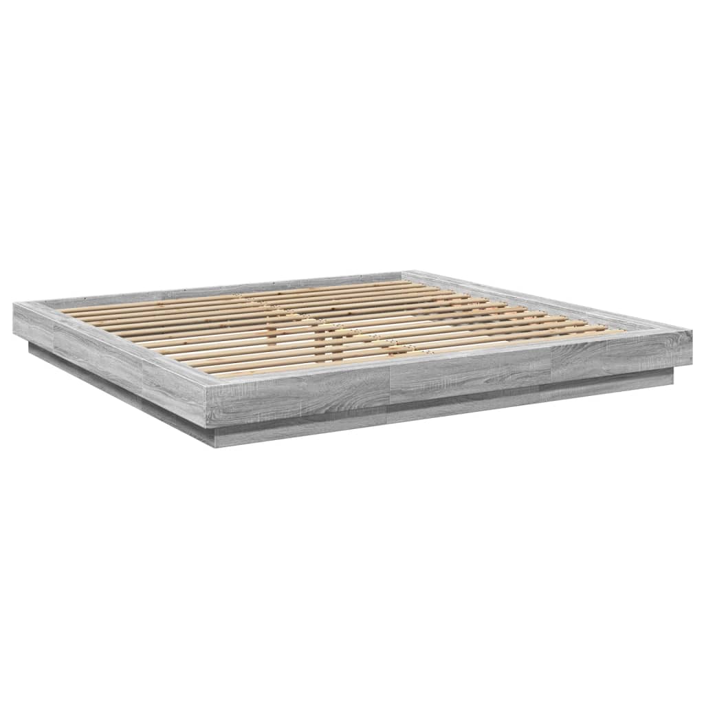 Bed Frame with LED without Mattress Grey Sonoma 180x200 cm