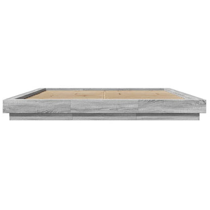 Bed Frame with LED Lights without Mattress Grey Sonoma 180x200cm