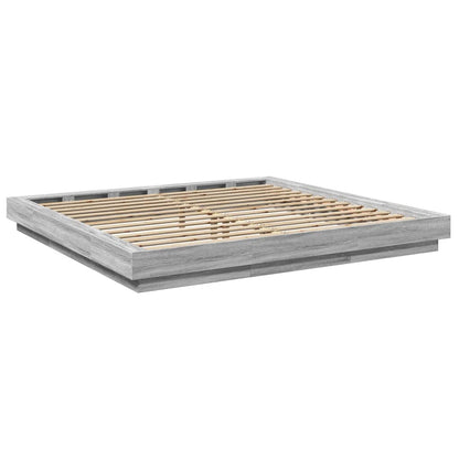Bed Frame with LED without Mattress Grey Sonoma 180x200 cm