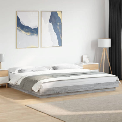 Bed Frame with LED without Mattress Grey Sonoma 180x200 cm