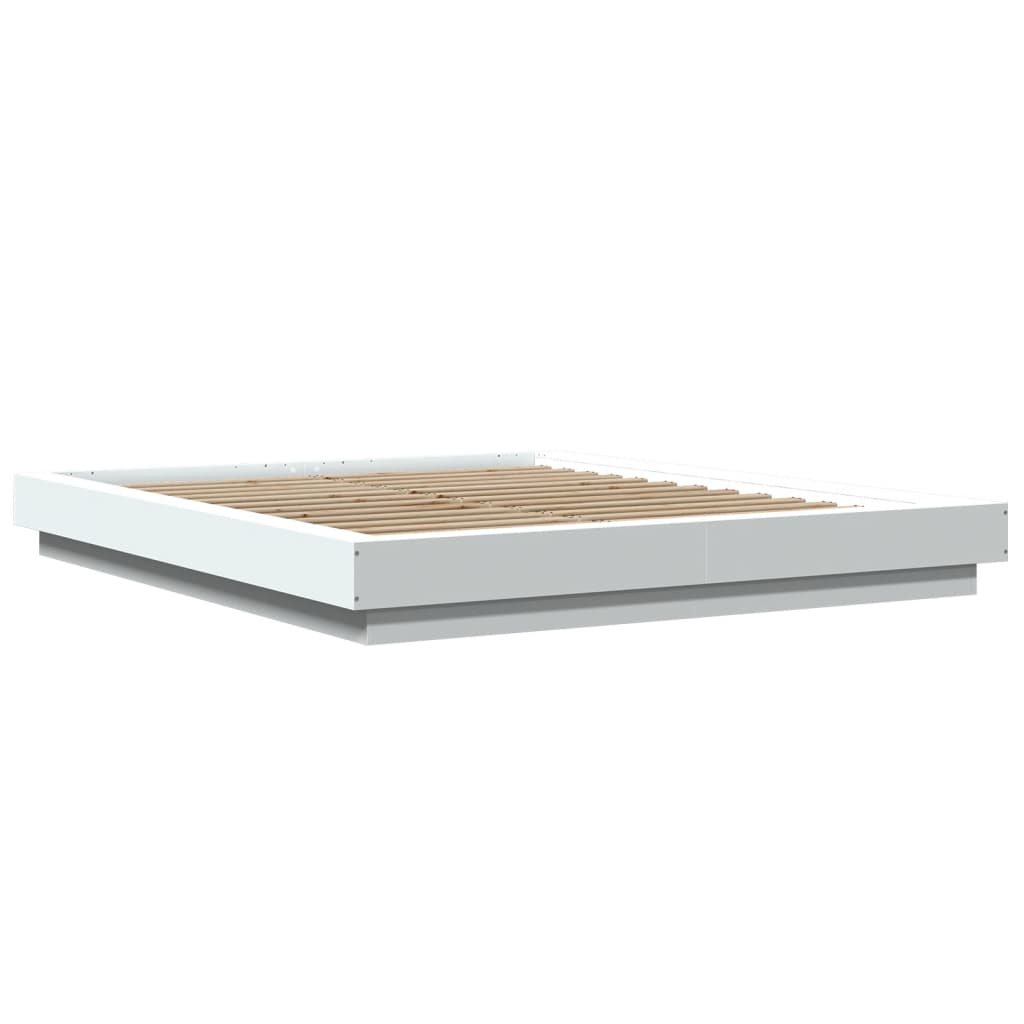 Bed Frame with LED Lights without Mattress White 160x200cm
