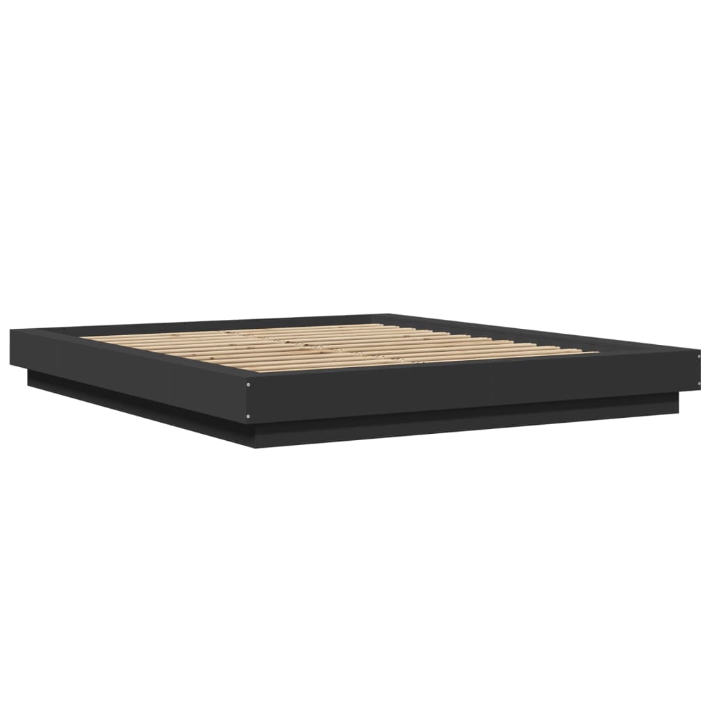 Bed Frame with LED Lights without Mattress Black 160x200cm