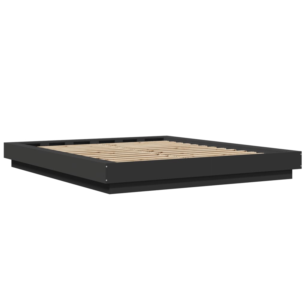 Bed Frame with LED Lights without Mattress Black 160x200cm