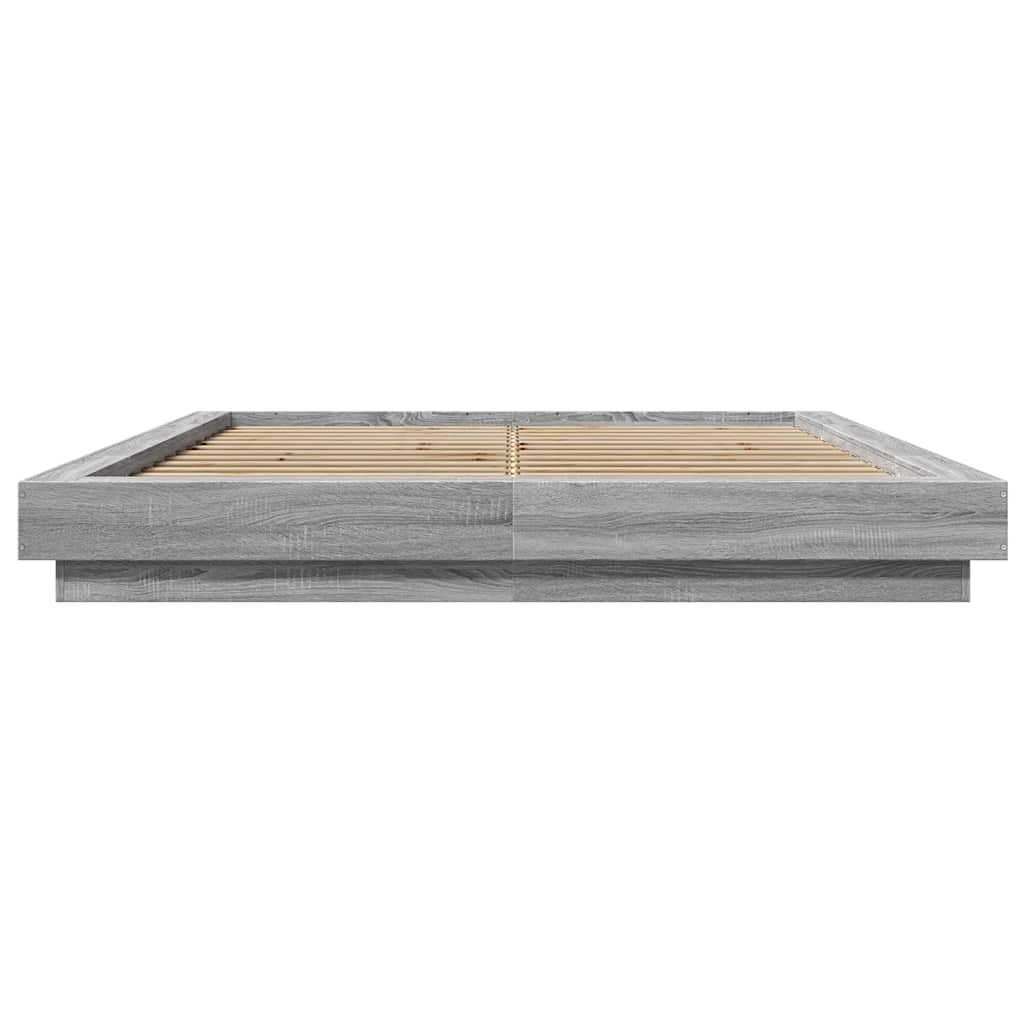 Bed Frame with LED without Mattress Grey Sonoma 160x200 cm