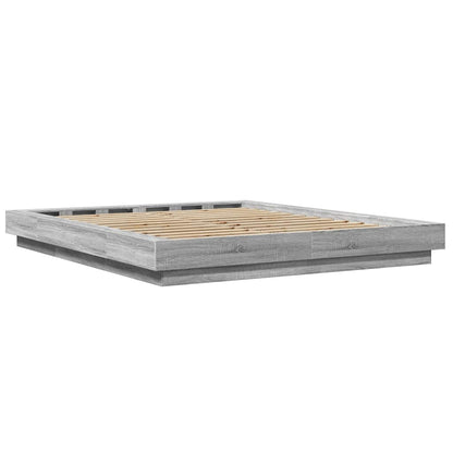 Bed Frame with LED without Mattress Grey Sonoma 160x200 cm