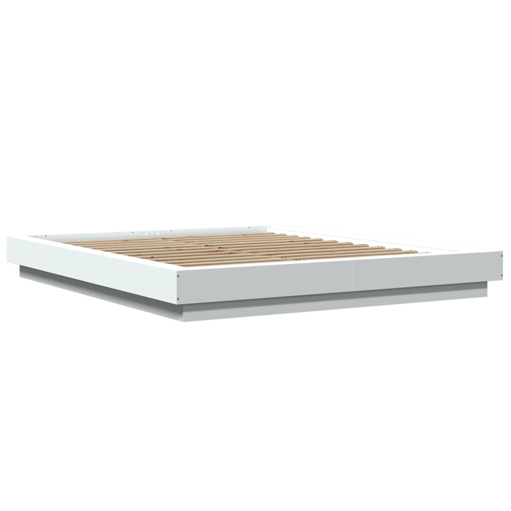 Bed Frame with LED Lights without Mattress White 150x200cm