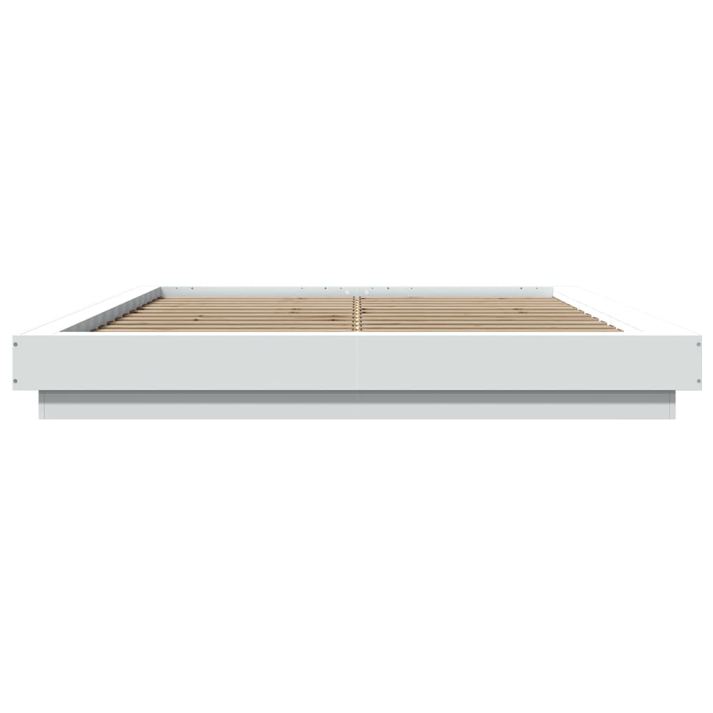 Bed Frame with LED Lights without Mattress White 150x200cm