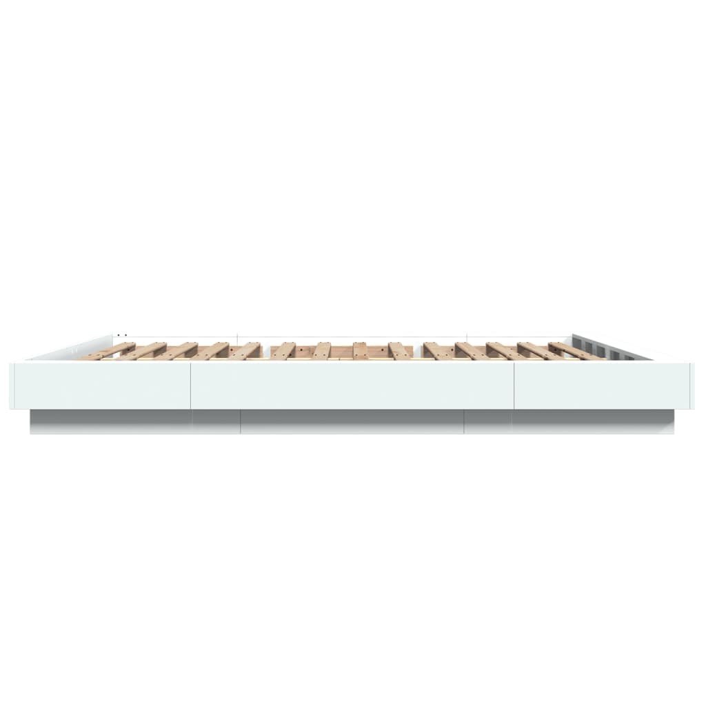 Bed Frame with LED Lights without Mattress White 150x200cm