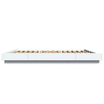 Bed Frame with LED Lights without Mattress White 150x200cm
