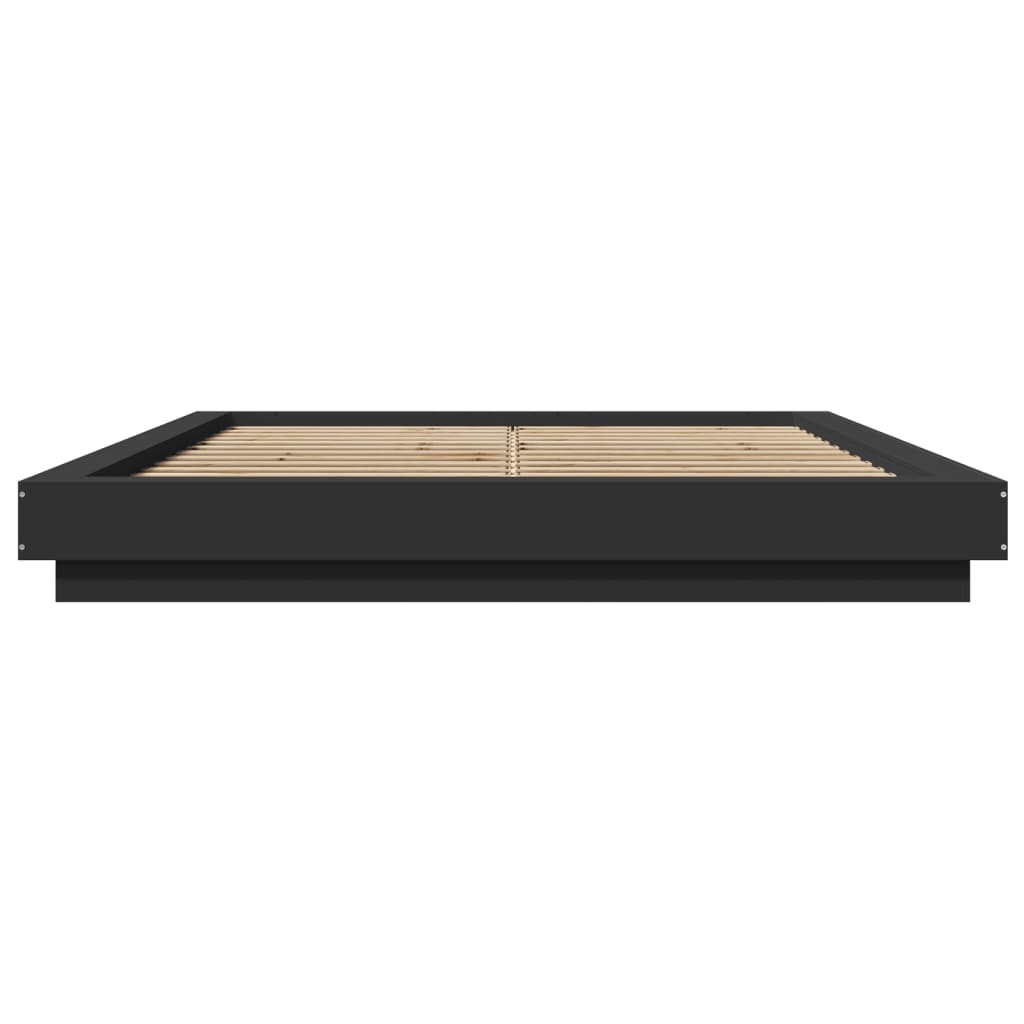 Bed Frame with LED Lights without Mattress Black 150x200cm