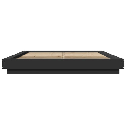 Bed Frame with LED Lights without Mattress Black 150x200cm