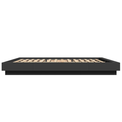 Bed Frame with LED Lights without Mattress Black 150x200cm