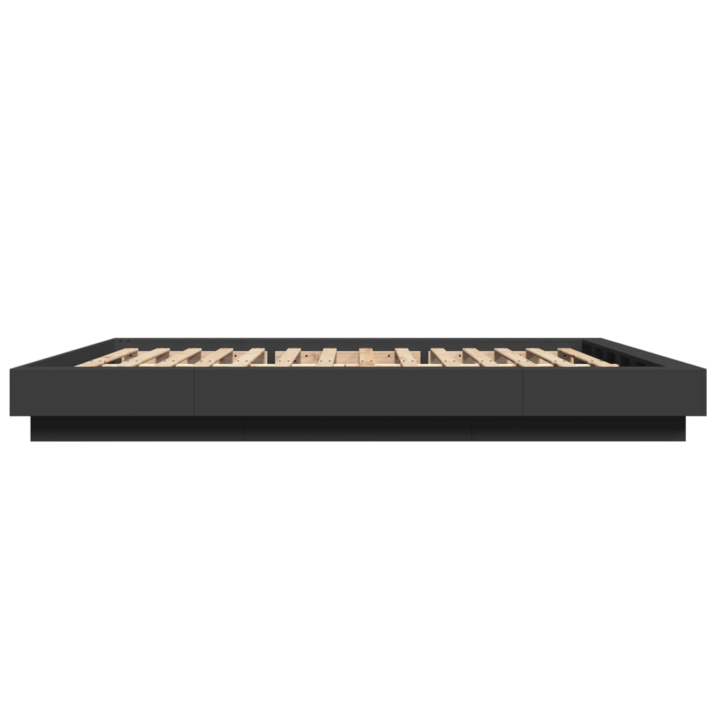 Bed Frame with LED Lights without Mattress Black 150x200cm
