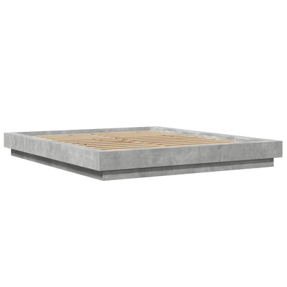 Bed Frame with LED without Mattress Concrete Grey 150x200 cm