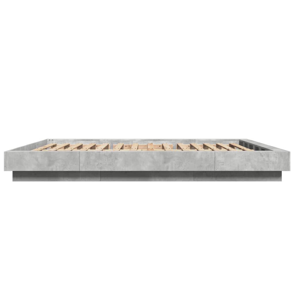 Bed Frame with LED Lights without Mattress Concrete Grey 150x200cm