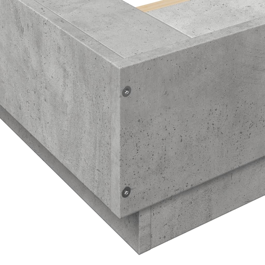 Bed Frame with LED Lights without Mattress Concrete Grey 150x200cm