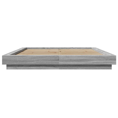 Bed Frame with LED Lights without Mattress Grey Sonoma 150x200cm