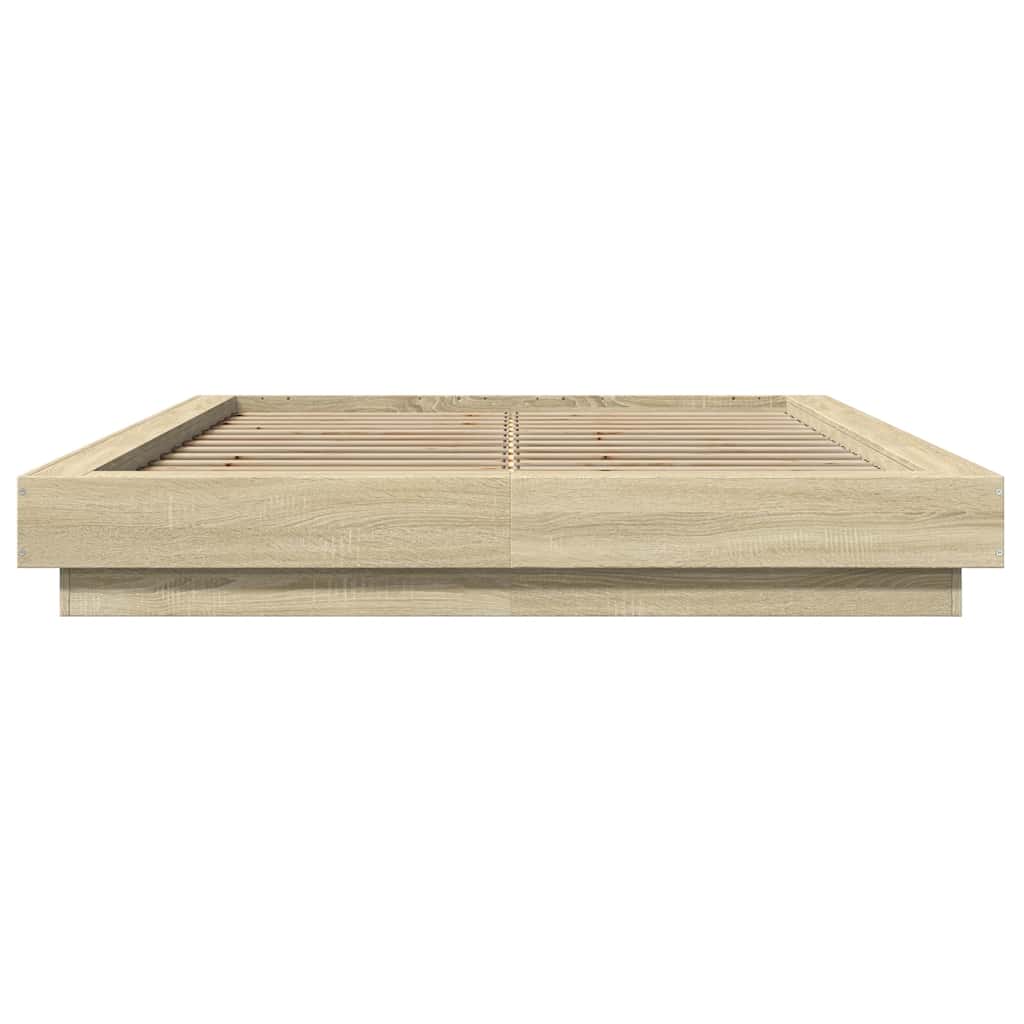 Bed Frame with LED Lights without Mattress Sonoma Oak 140x200cm