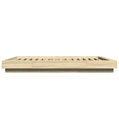 Bed Frame with LED Lights without Mattress Sonoma Oak 140x200cm