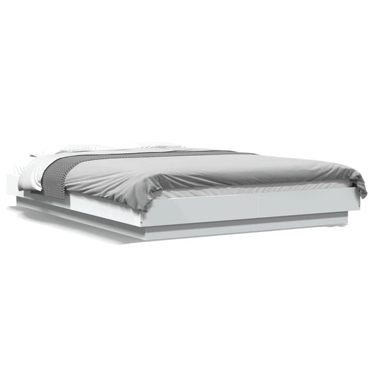 Bed Frame with LED Lights without Mattress White 120x200cm