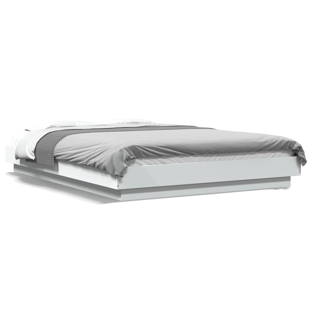 Bed Frame with LED Lights without Mattress White 120x200cm