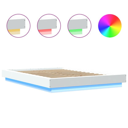 Bed Frame with LED Lights without Mattress White 120x200cm