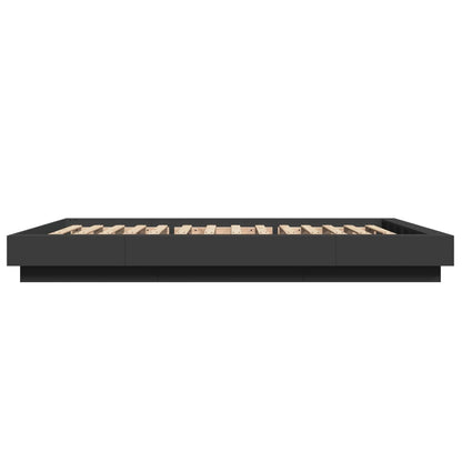 Bed Frame with LED Lights without Mattress Black 120x200cm