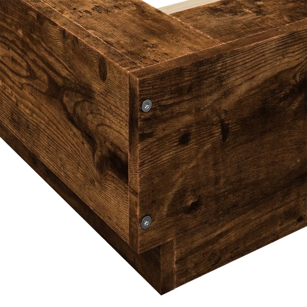 Bed Frame with LED Lights without Mattress Smoked Oak 120x200cm